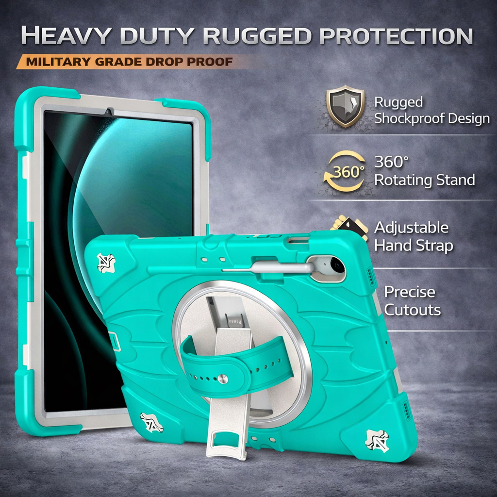 TOZIZO Samsung Galaxy Tab S11 X730/X736B Heavy Duty 360° Rotating Stand Silicone Shockproof Case