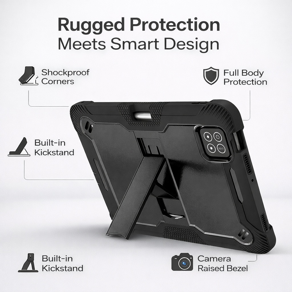 TOZIZO Heavy Duty Kickstand Tablet Case for Xiaomi Poco X1 11.2