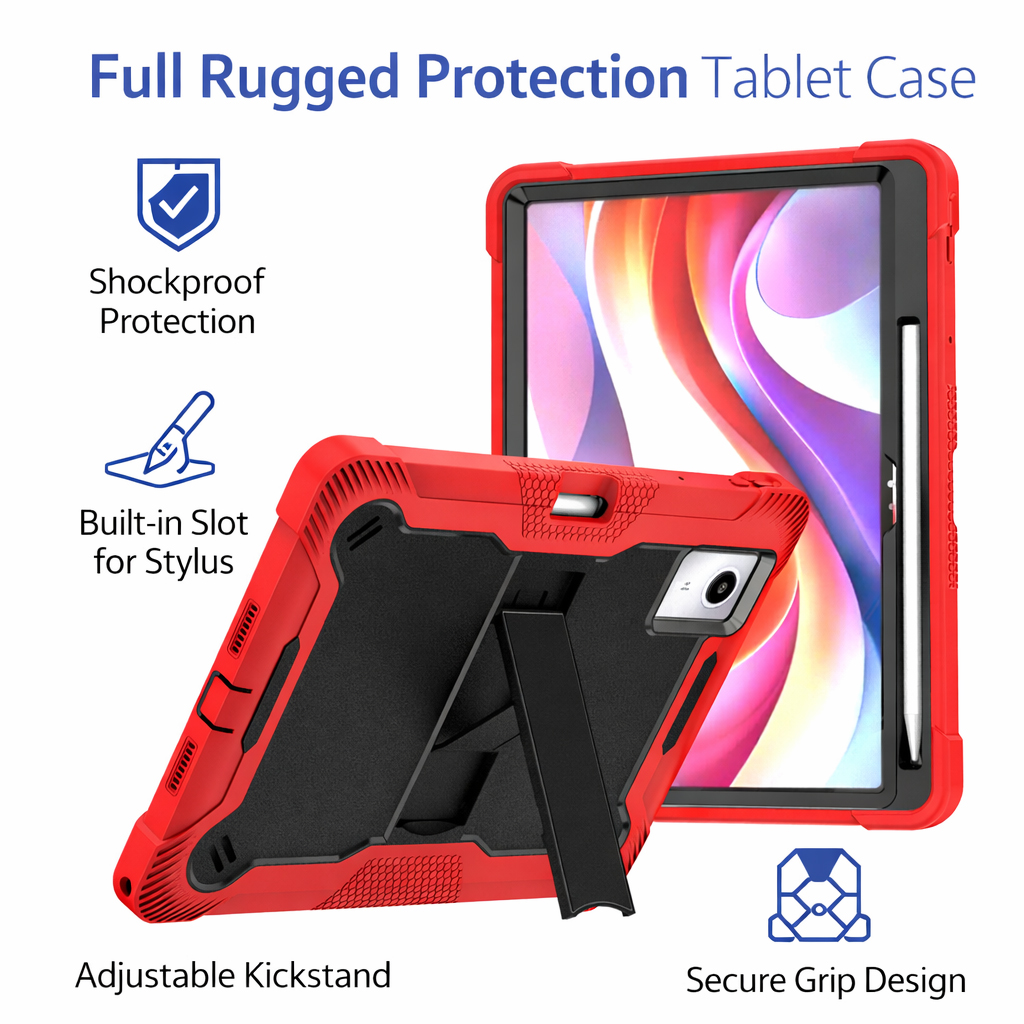 TOZIZO Red Heavy Duty Tablet Case for Xiaoxin Pad 11 2025 – Rugged & Reliable
