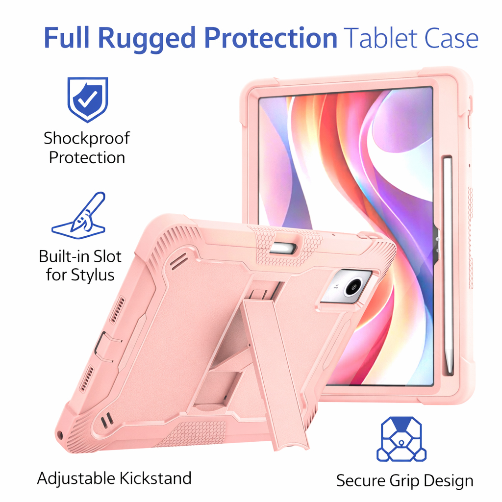 TOZIZO Shock-Resistant Silicone PC Combo Shockproof Tablet Case for Xiaoxin Pad 11 2025 – Pink