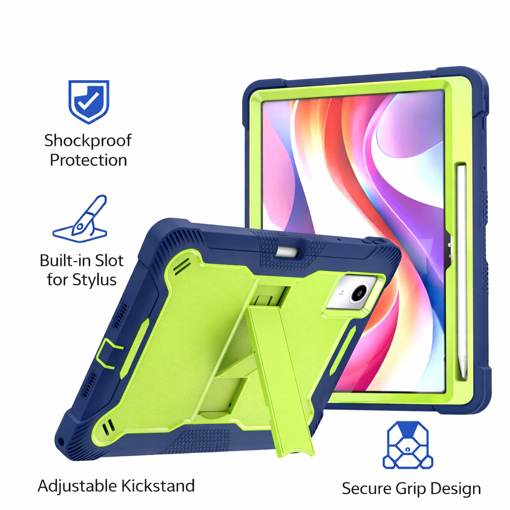 TOZIZO Kid Friendly Heavy Duty Hybrid Tablet Case for Xiaoxin Pad 11 2025 – Green/Blue