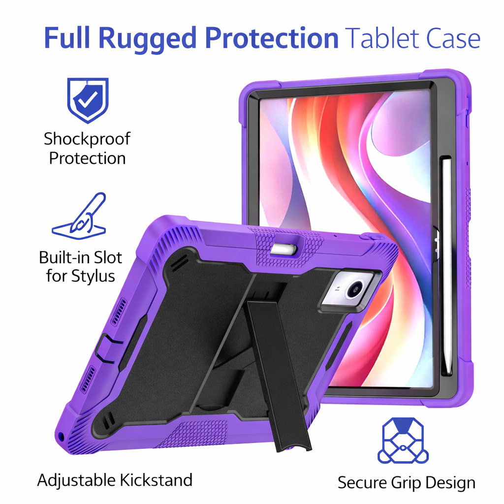 TOZIZO Military-Grade Purple Tablet Case for Xiaoxin Pad 11 2025 with Kickstand
