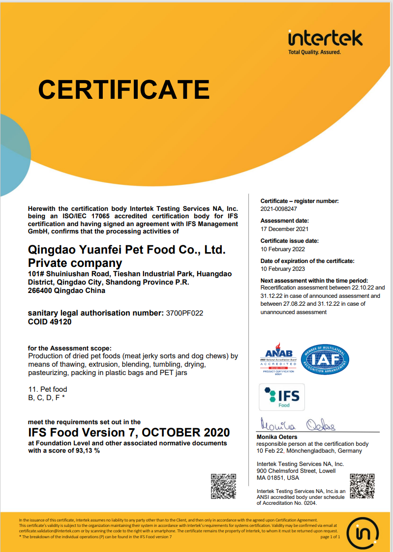 Certification IFS