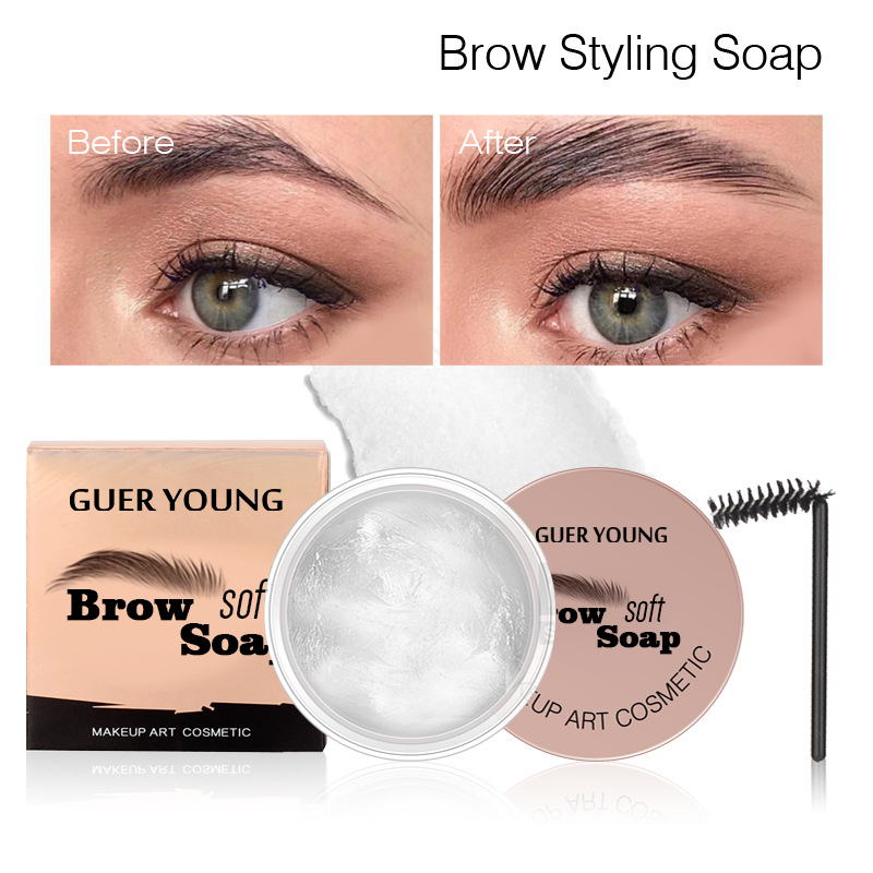 Brow Styling Soap – Clear Eyebrow Soap for Long-Lasting Feathered Brow Look with Brush