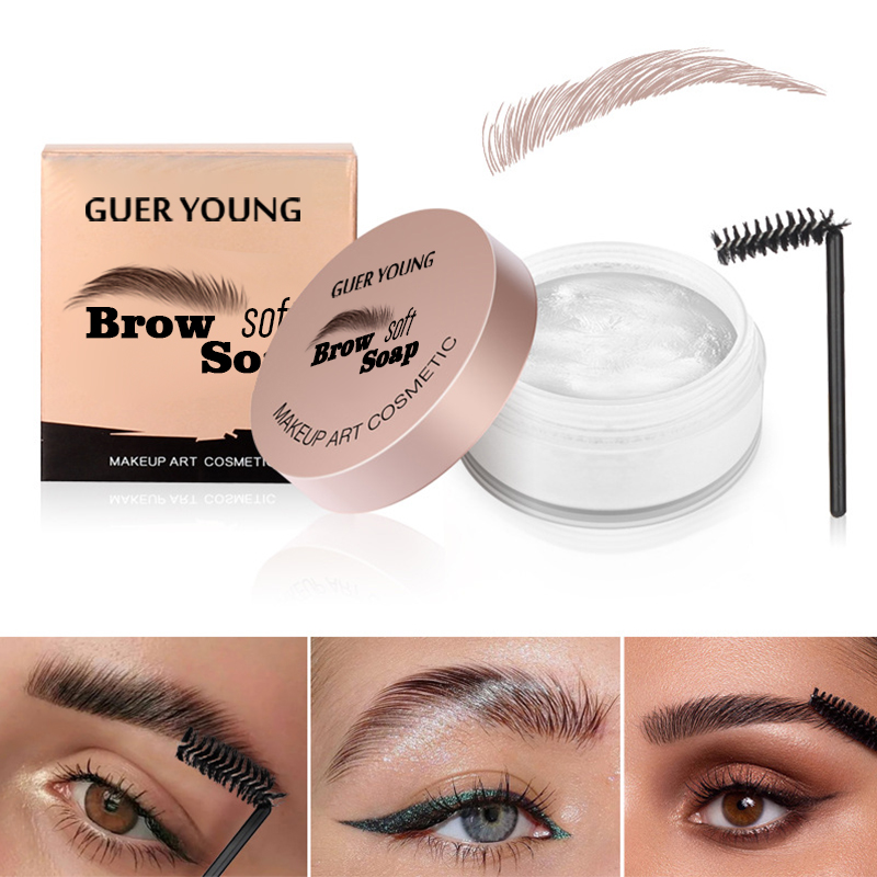 Brow Styling Soap – Clear Eyebrow Soap for Long-Lasting Feathered Brow Look with Brush