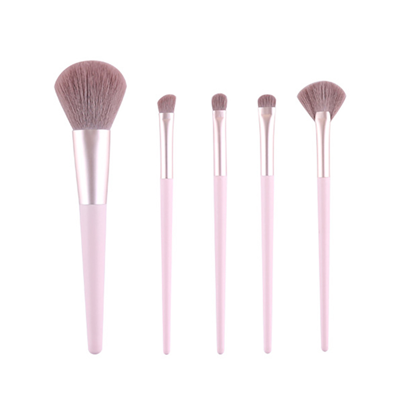 5PCS Professional Makeup Brush Set – Soft Synthetic Bristles with Rose Gold Handles