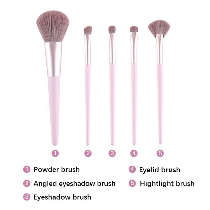 5PCS Professional Makeup Brush Set – Soft Synthetic Bristles with Rose Gold Handles