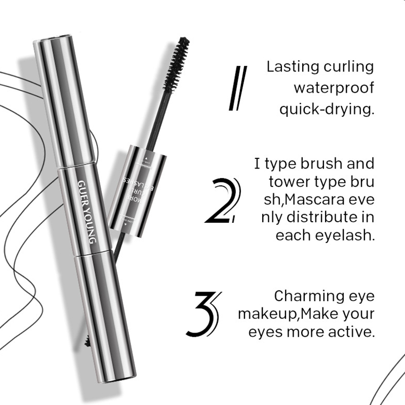 2-in-1 Waterproof Curling Mascara with Dual Brush – Long & Voluminous Lashes