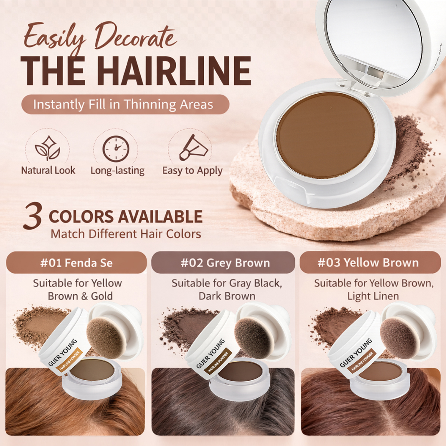 Hairline Powder – Natural Hair Root Touch Up for Fuller Hairline