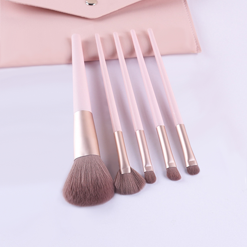 5PCS Professional Makeup Brush Set – Soft Synthetic Bristles with Rose Gold Handles