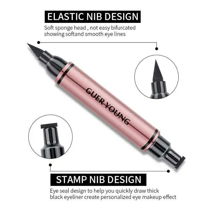 2-in-1 Winged Eyeliner & Eye Stamp Pen – Waterproof, Smudge-Proof, Quick-Dry with Star/Heart/Wing/Aircraft Seals