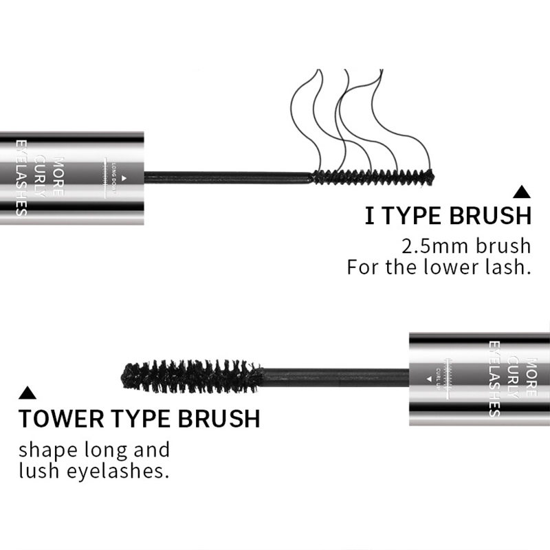 2-in-1 Waterproof Curling Mascara with Dual Brush – Long & Voluminous Lashes