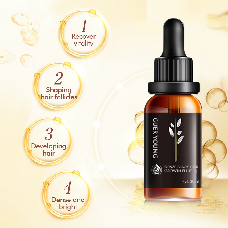 Dense Black Hair Growth Fluid - Herbal Essence Scalp Treatment for Hair Regrowth