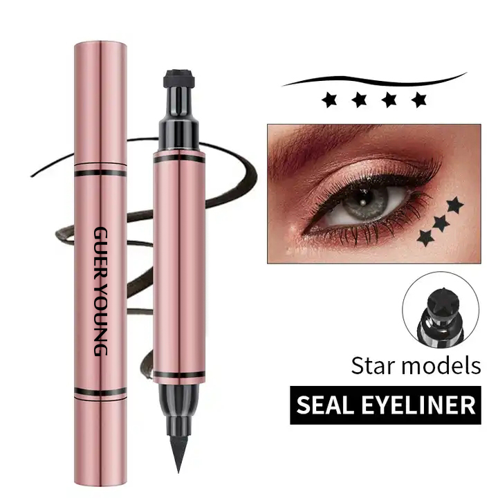 2-in-1 Winged Eyeliner & Eye Stamp Pen – Waterproof, Smudge-Proof, Quick-Dry with Star/Heart/Wing/Aircraft Seals