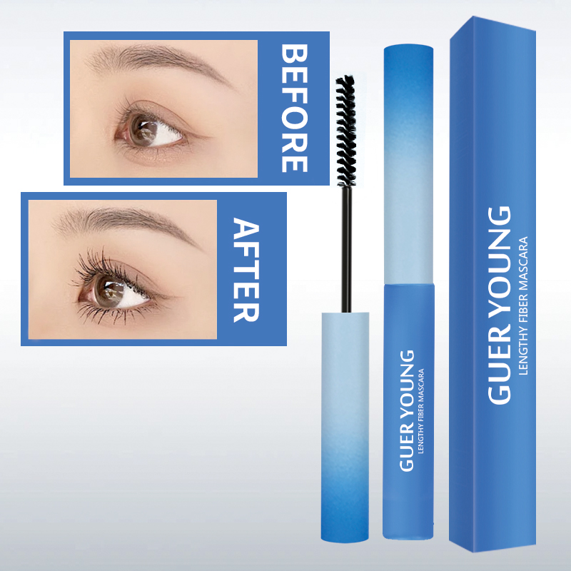 GUER YOUNG Lengthy Fiber Mascara – Waterproof, Anti-Smudge, Long-Lasting, Curling, Spiral Slim Brush