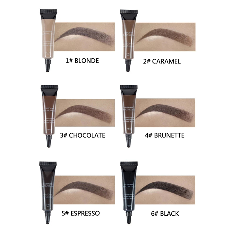 Waterproof Tinted Eyebrow Gel – Long-Lasting Brow Definer with Precise Brush, 6 Shades