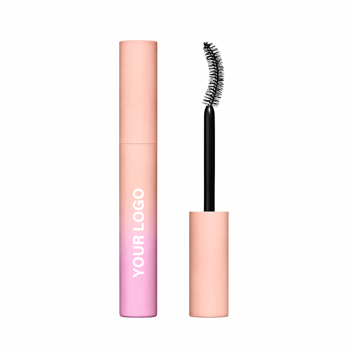 Custom Pink Gradient Mascara Tubes with Curved Wand - Private Label Empty Mascara Packaging