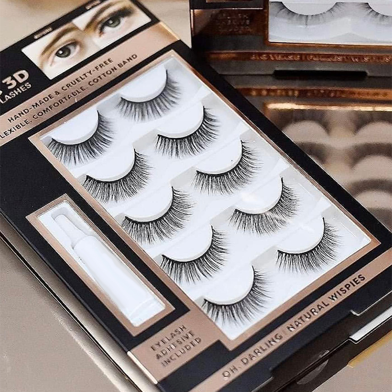 Guer Young Iconic 3D Faux Mink Eyelashes – Cruelty-Free, Handmade, Reusable Lashes with Adhesive (4 Pairs Set)