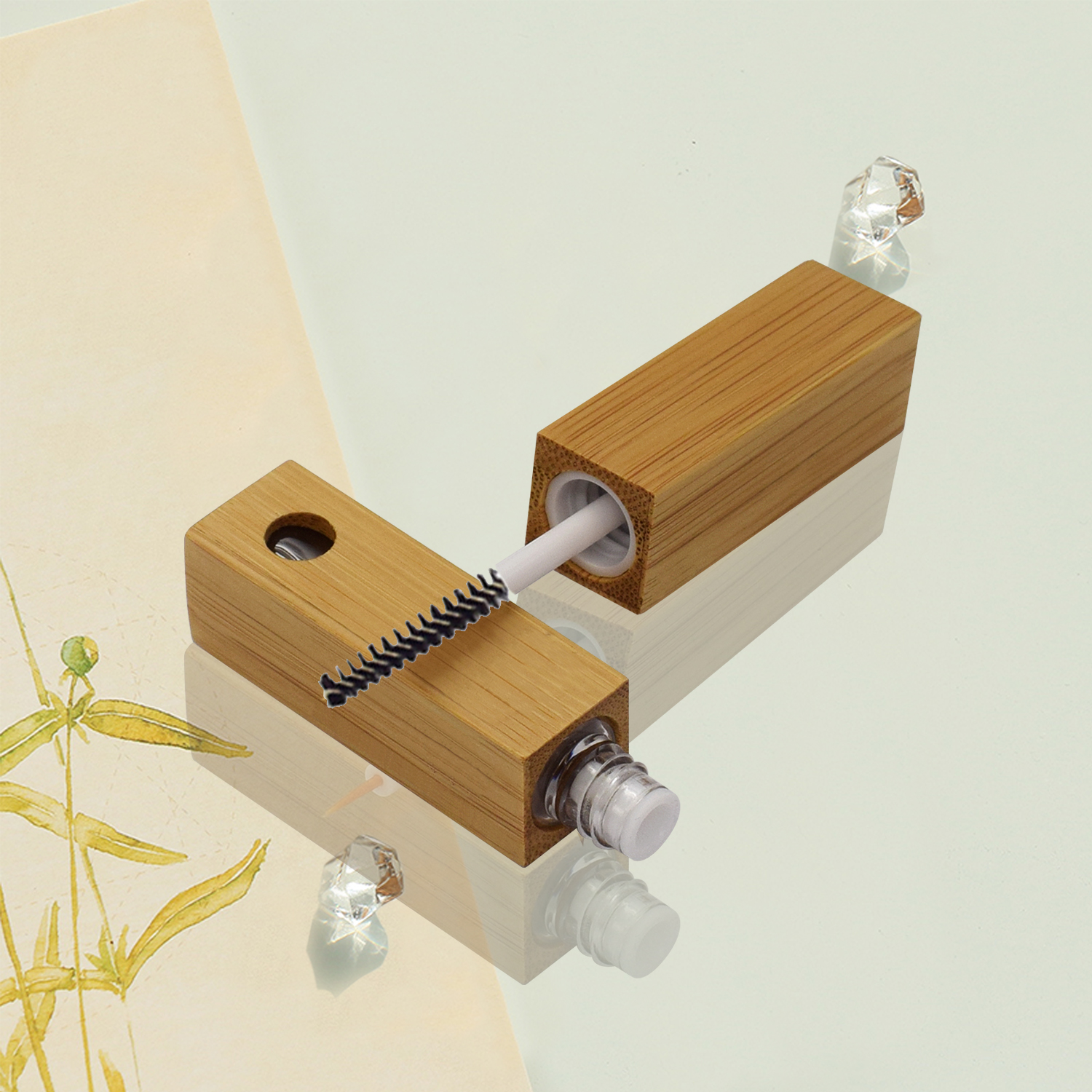 Eco-Friendly 6ml Square Bamboo Mascara Tube – Customizable & Wholesale Ready