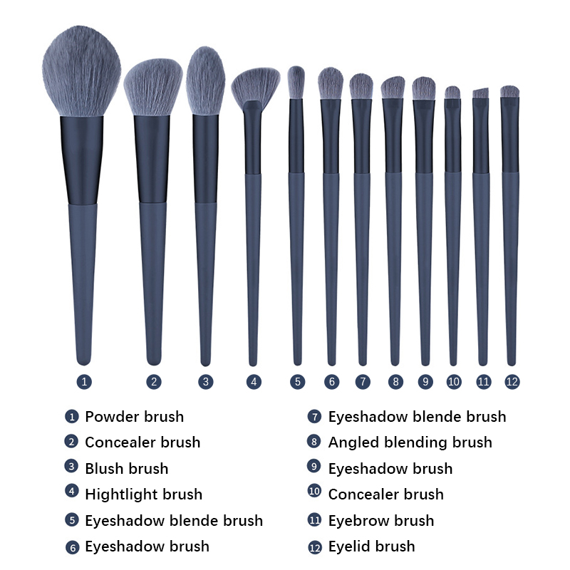 12PCS Professional Makeup Brush Set with Soft Synthetic Bristles and Durable Handles