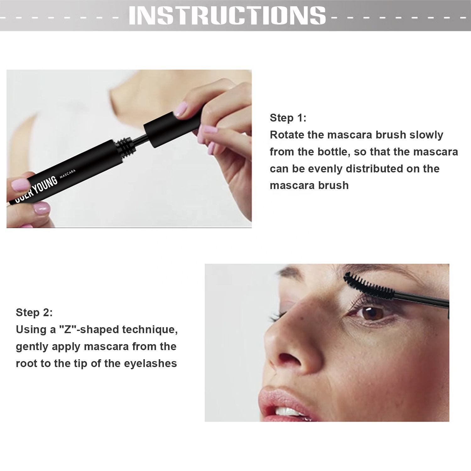 Custom Pink Gradient Mascara Tubes with Curved Wand - Private Label Empty Mascara Packaging