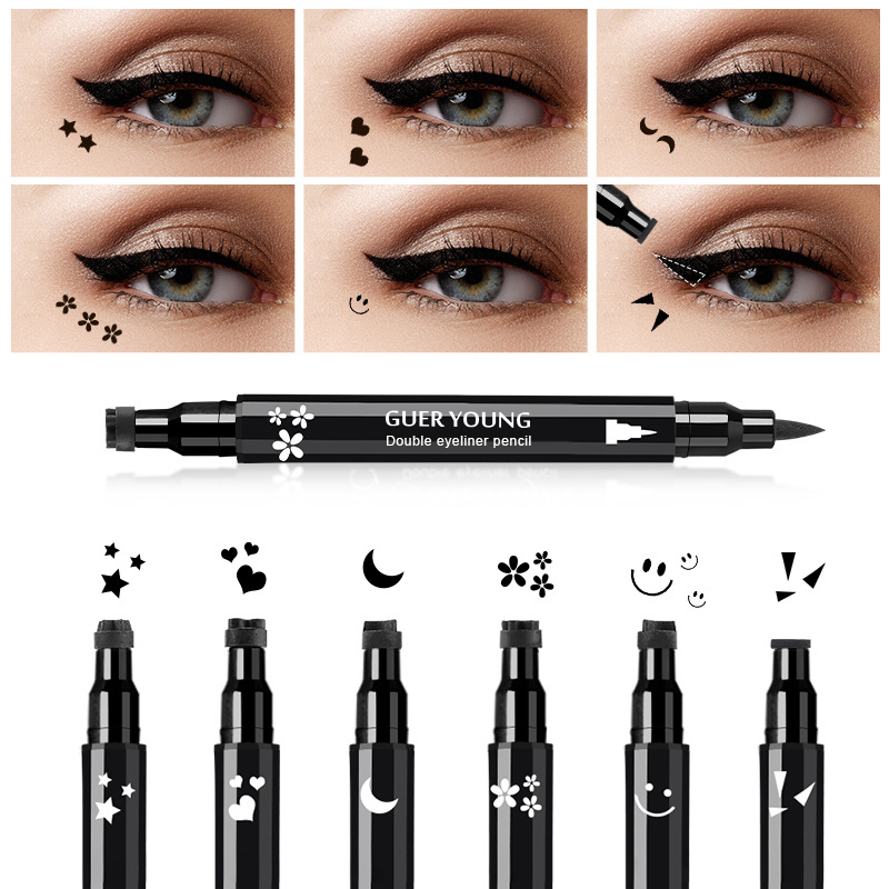 Double-Ended Waterproof Eyeliner Pen – Precision Tip & Fun Stamp Designs