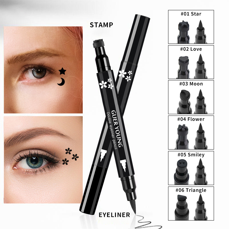 Double-Ended Waterproof Eyeliner Pen – Precision Tip & Fun Stamp Designs