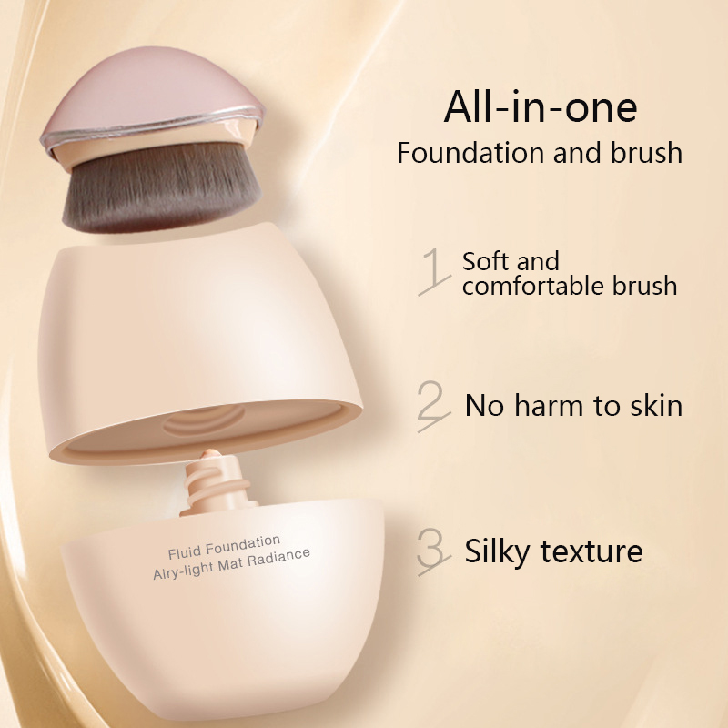 All-in-One Liquid Foundation with Built-in Brush – Lightweight, Long-Lasting, Matte Finish