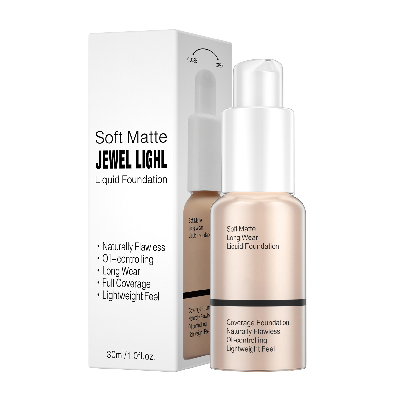 Soft Matte Long Wear Liquid Foundation – Full Coverage, Lightweight & Waterproof