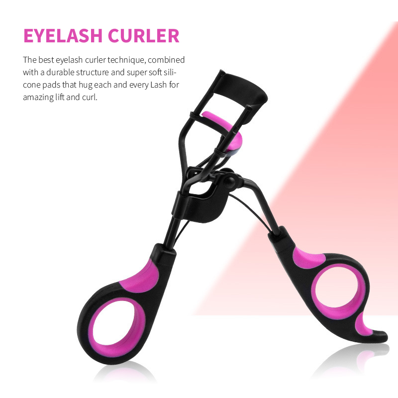 Ergonomic Silicone Eyelash Curler with Non-Slip Handle & Extra Pads – Painless Curling Tool