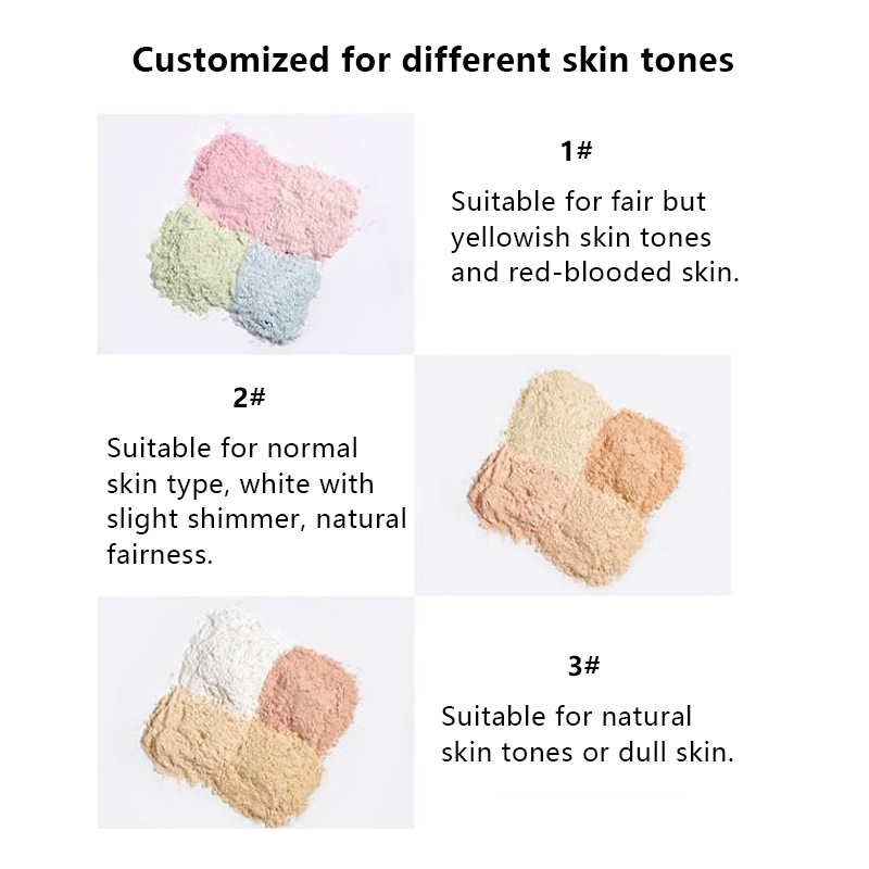 Oil-Control Lightweight Loose Powder – 4-Color Tone-Correcting Face Powder for All Skin Types