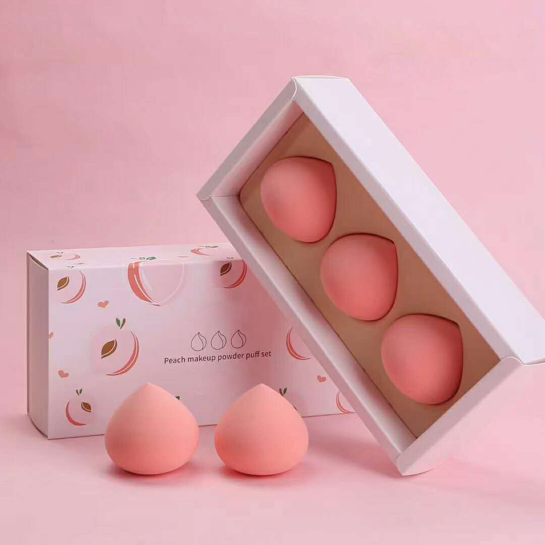 Fruit-Shaped Beauty Sponge Set – 3pcs Soft Non-Latex Makeup Puff (Peach / Strawberry / Lemon / Pear Design)
