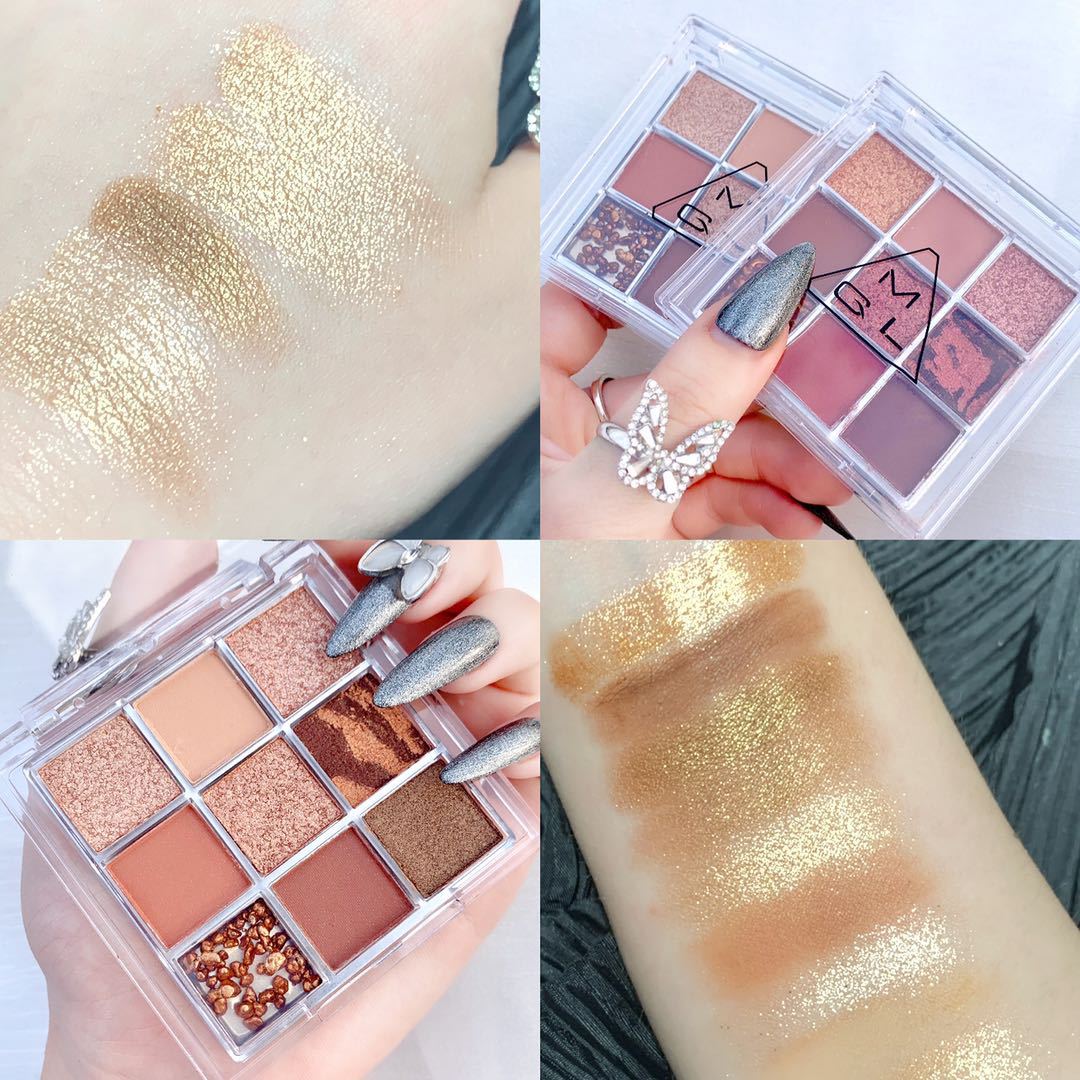 GUER YOUNG 9 Colors Eyeshadow Palette – Matte & Shimmer Glitter Eye Shadow Makeup Set