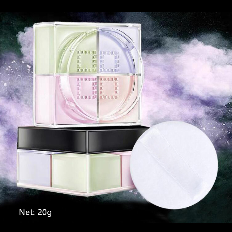 Oil-Control Lightweight Loose Powder – 4-Color Tone-Correcting Face Powder for All Skin Types