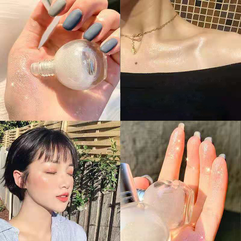 Glitter Roll-On Liquid Eyeshadow – Shimmering Luminizer, Face & Body Highlight, Pearl Glow, Quick-Dry Formula