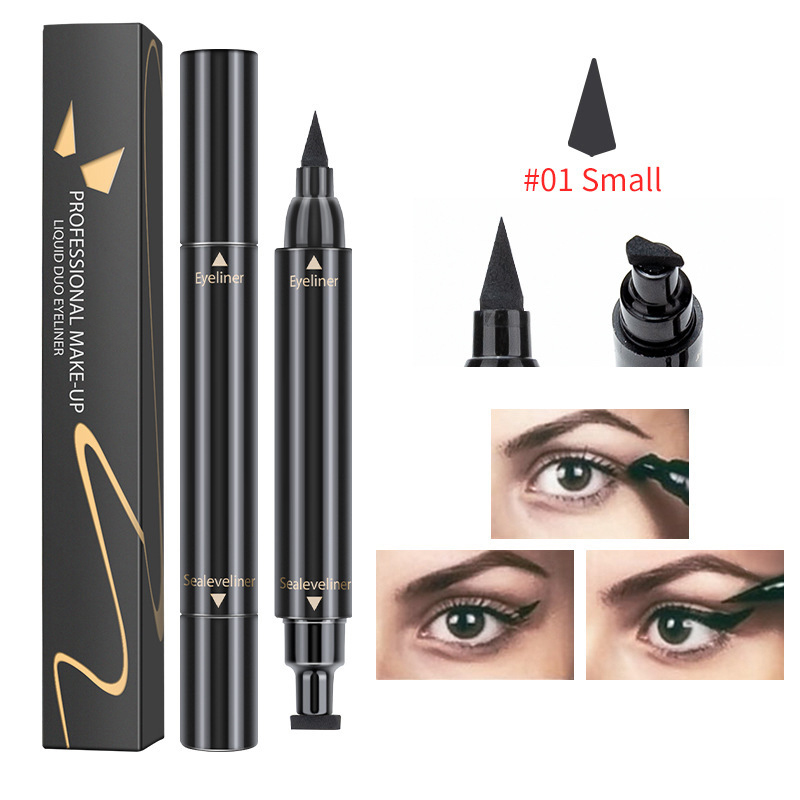 2-in-1 Winged Eyeliner Stamp Pen – Waterproof Black Liquid Liner with Wing Stamp & Precision Tip