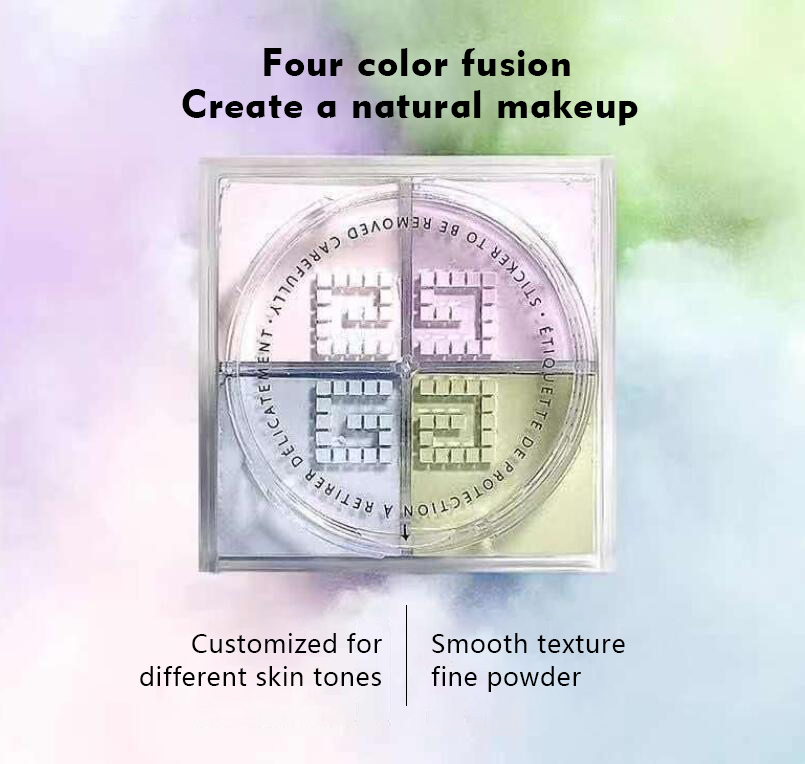 Oil-Control Lightweight Loose Powder – 4-Color Tone-Correcting Face Powder for All Skin Types
