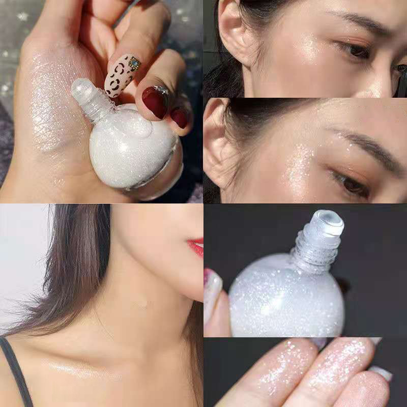 Glitter Roll-On Liquid Eyeshadow – Shimmering Luminizer, Face & Body Highlight, Pearl Glow, Quick-Dry Formula