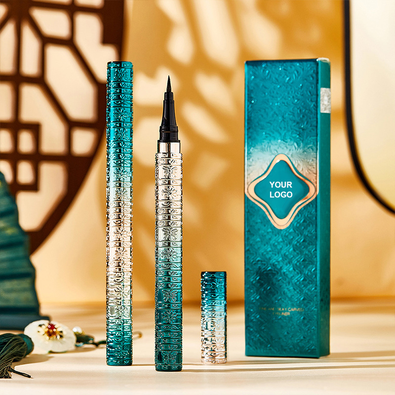 Luxury Waterproof Liquid Eyeliner Pen – Precision Felt Tip, Smooth Application, Oriental Pattern Gradient Design
