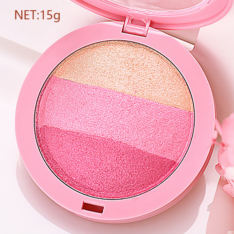 3 Color Gradient Blush Palette – Natural Radiant Cheek Color, 15g