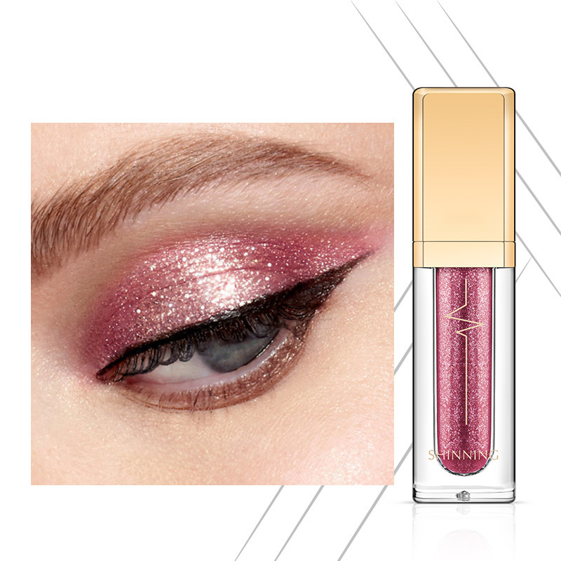 SHINNING Metallic Liquid Glitter Eyeshadow – Rose Pink Shimmer, High-Pigment, Long-Lasting, Smudge-Proof Formula