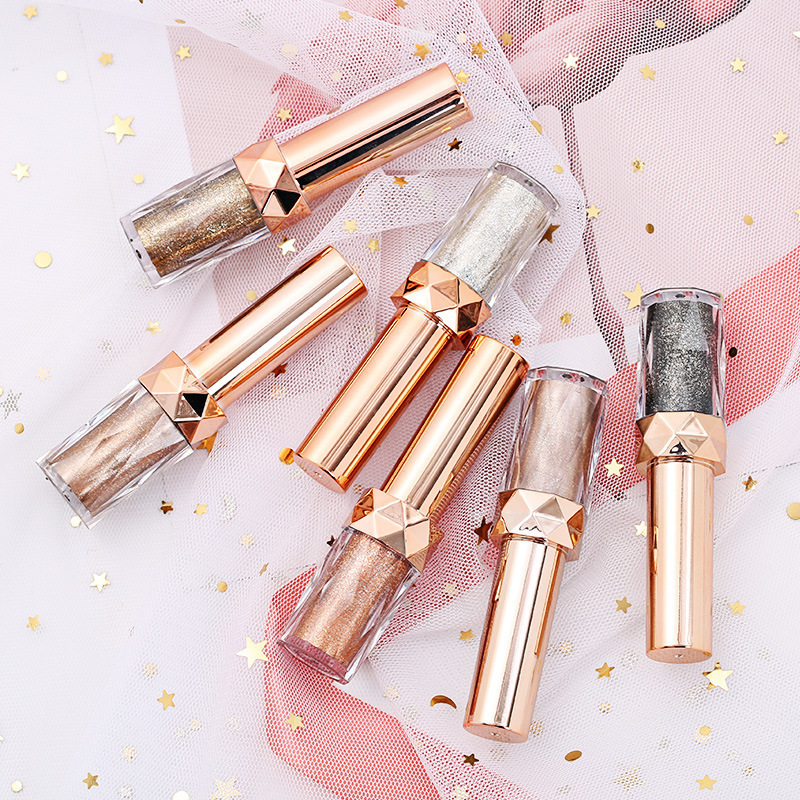 Diamond Glow Metallic Liquid Eyeshadow – Long-Lasting Glitter Eyeshadow with Rose Gold Packaging