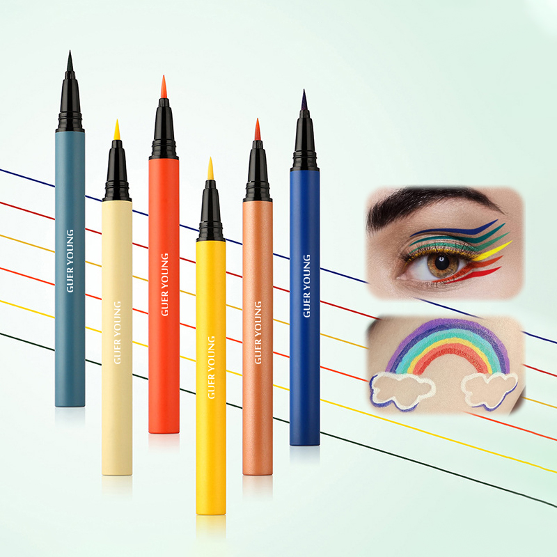 Colorful Dual-Tip Eyeliner Pen – Brush & Sponge for Artistic Eye Looks