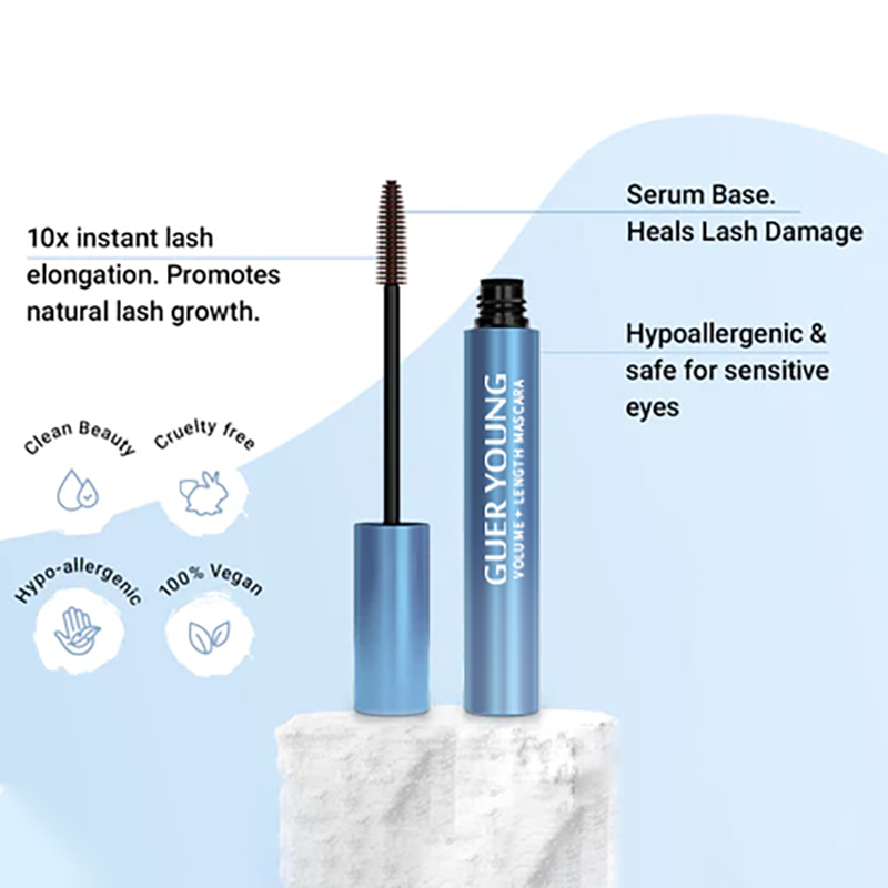 GUER YOUNG Volumizing & Lengthening Mascara – 10x Lash Elongation, Serum-Based, Hypoallergenic & Vegan
