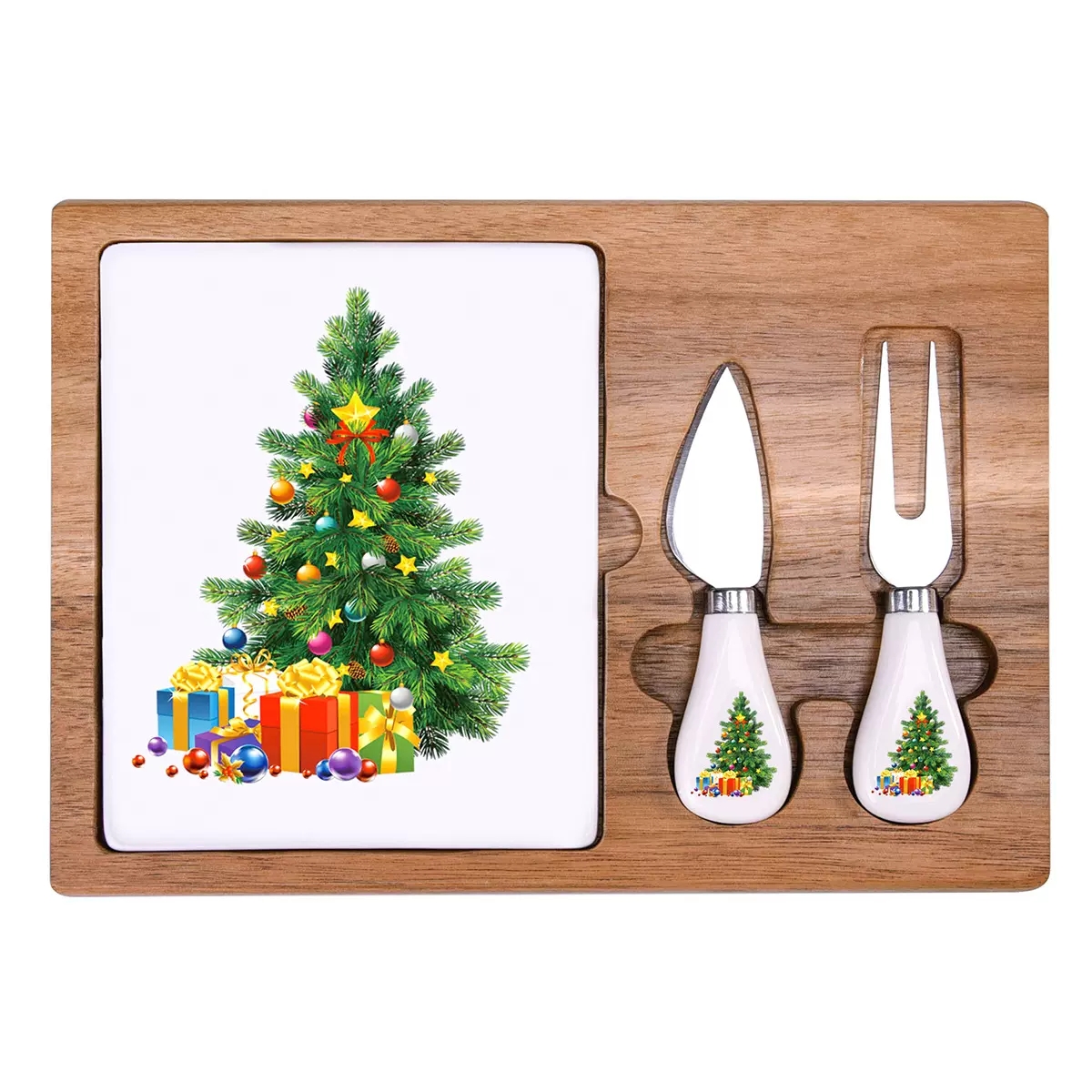 Christmas Tree Cheese Board Set with Cer