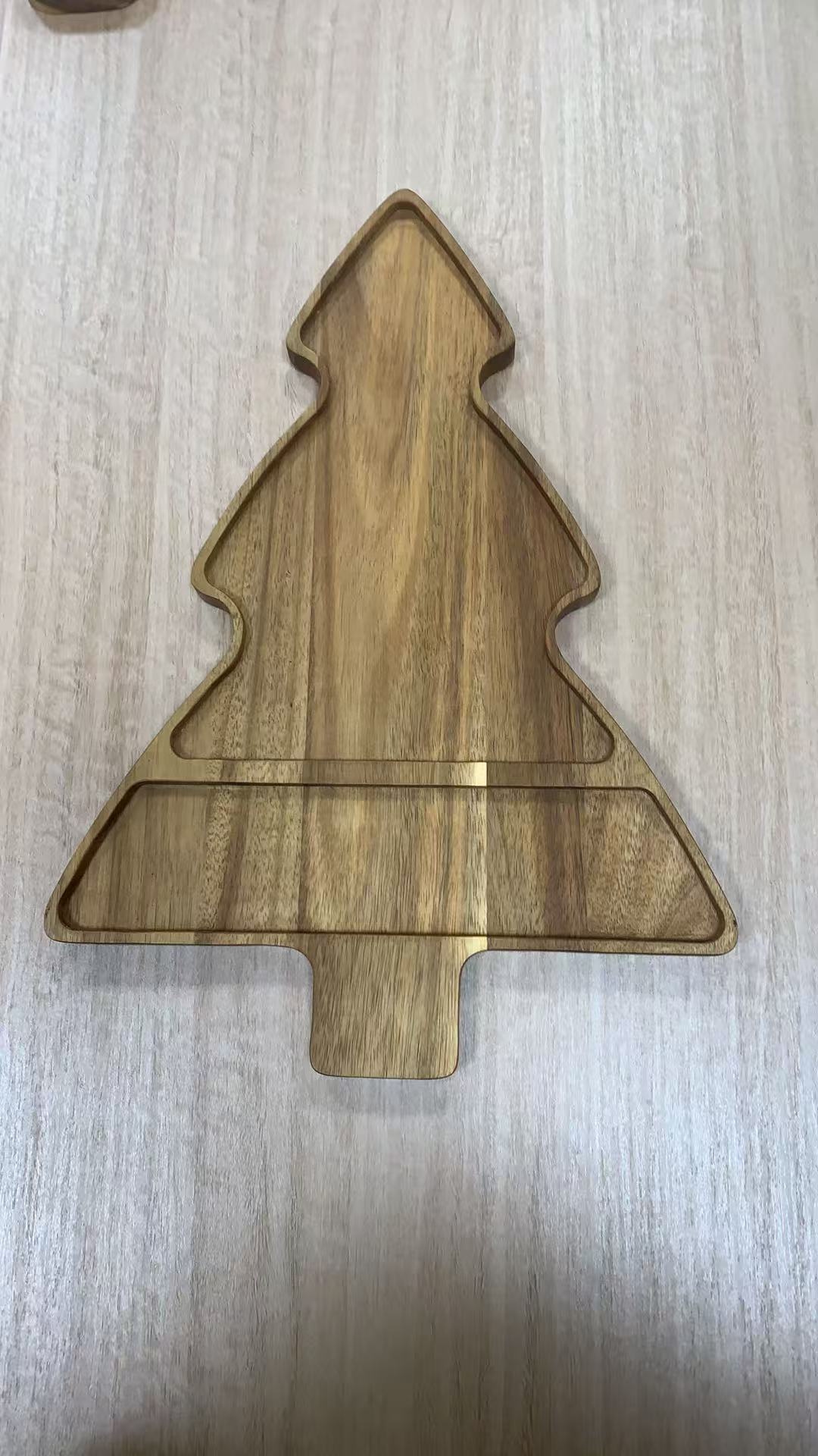 Christmas Tree Wooden Cheese Board Set