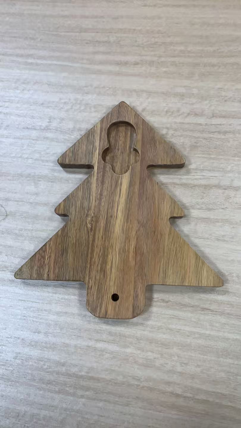 hristmas Tree Wooden Cheese Board Set