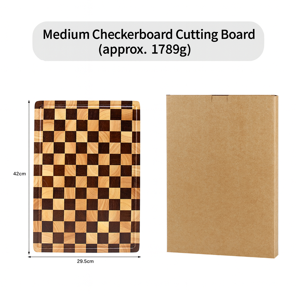 Checkered Rubber Wood Cutting Board