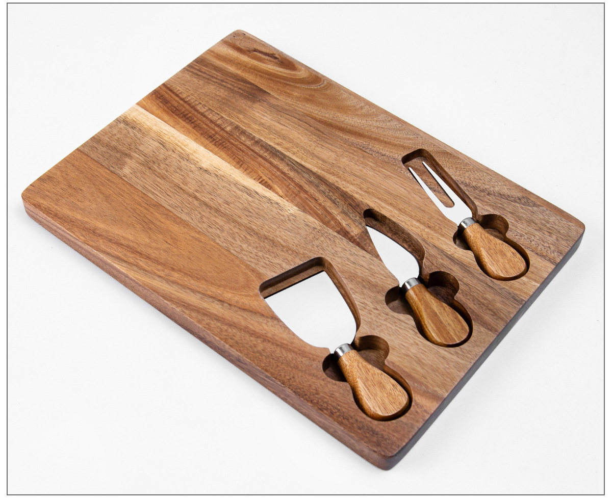 Natural Wooden Cheese Board Set