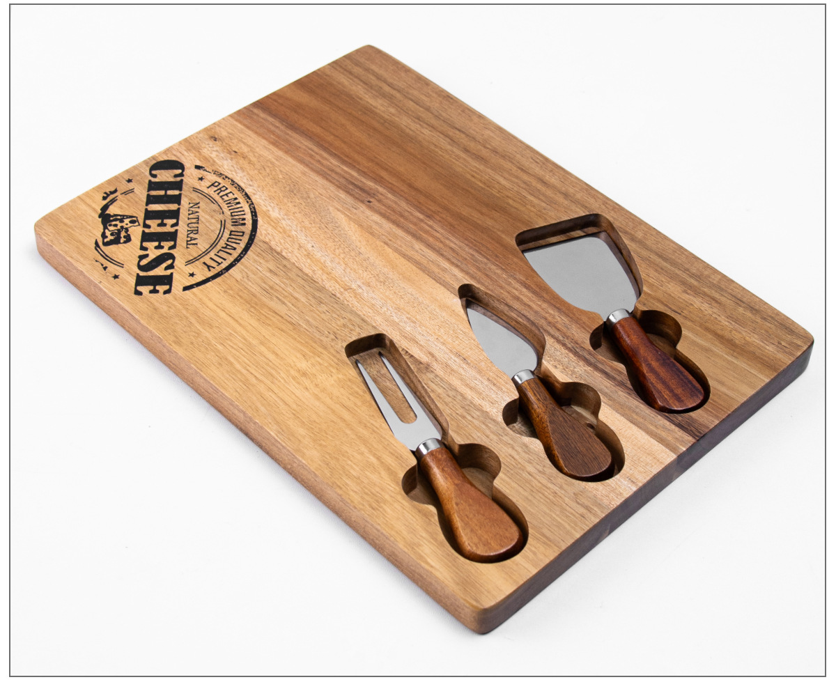 Natural Wooden Cheese Board Set